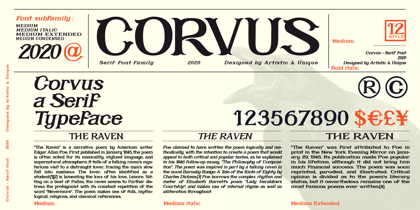 Ejemplo de fuente Corvus Bold Condensed